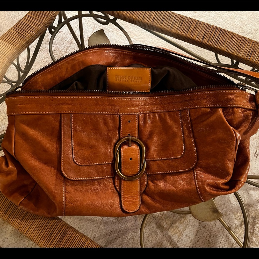 Pink Opium by Aridza Bross distressed boho whiskey leather tote! 🔥